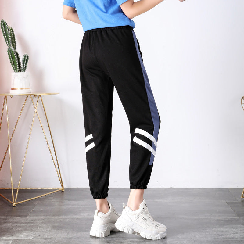Sports pants female 2019 spring and autumn new ULZZANG Korean version of the loose student casual harem pants 019