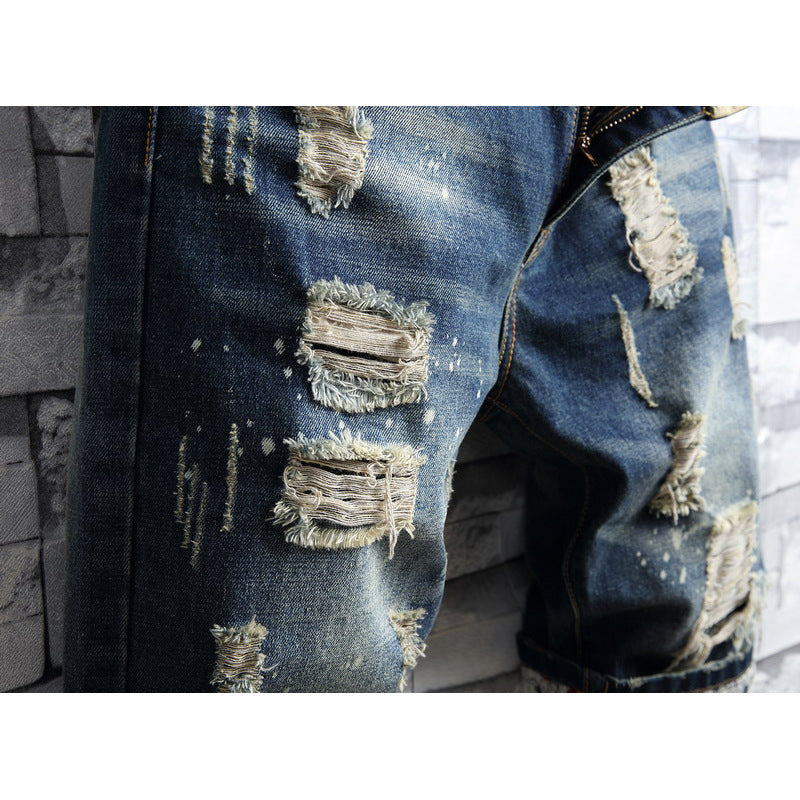 2019 foreign trade big broken cave, jeans men, old retro short pants, single export men's shorts manufacturers