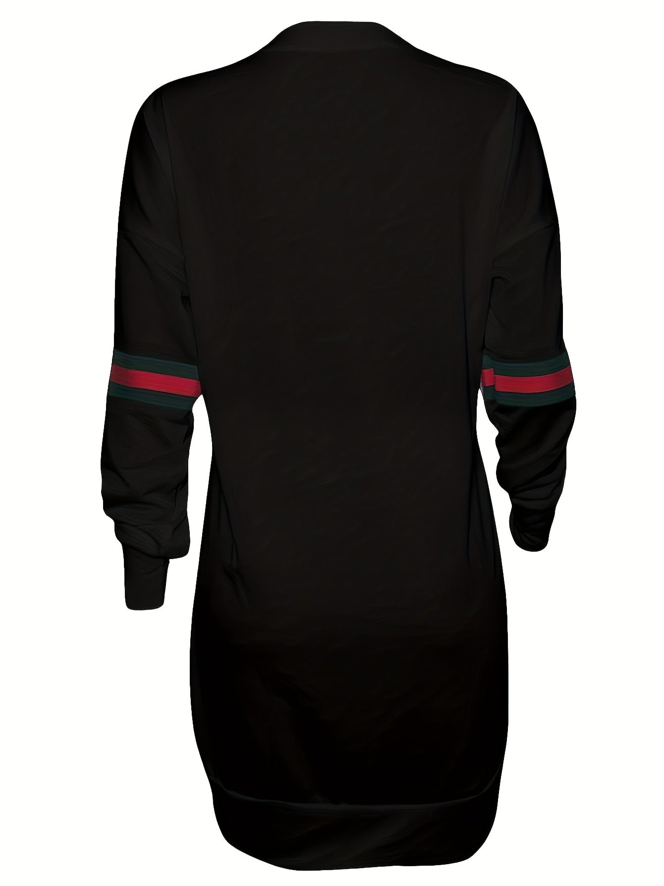 Abito In Felpa Sportivo Taglie Forti, Abito In Felpa Elasticizzato Medio A Maniche Lunghe A Righe Plus Da Donna