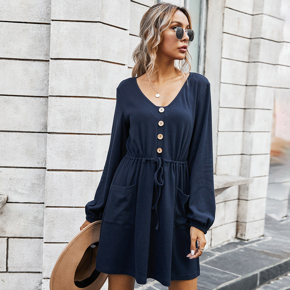 Original cross-border women's clothing Amazon AliExpress autumn 2020 new style store hot style V-neck sexy dress women