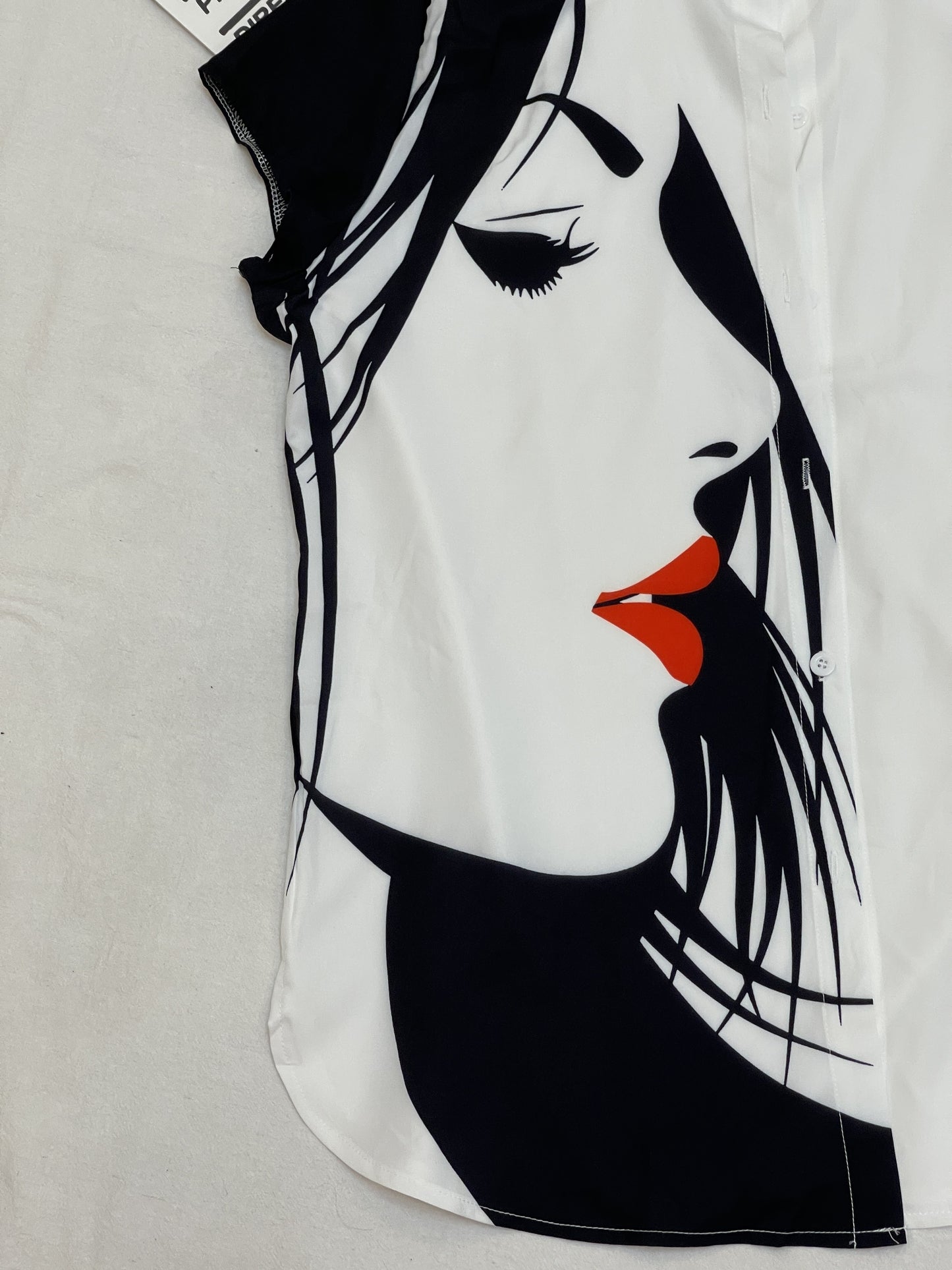 Camicetta Casual Taglie Forti, Camicetta Con Colletto Rovesciato Con Maniche Ad Aletta Stampate Plus Da Donna