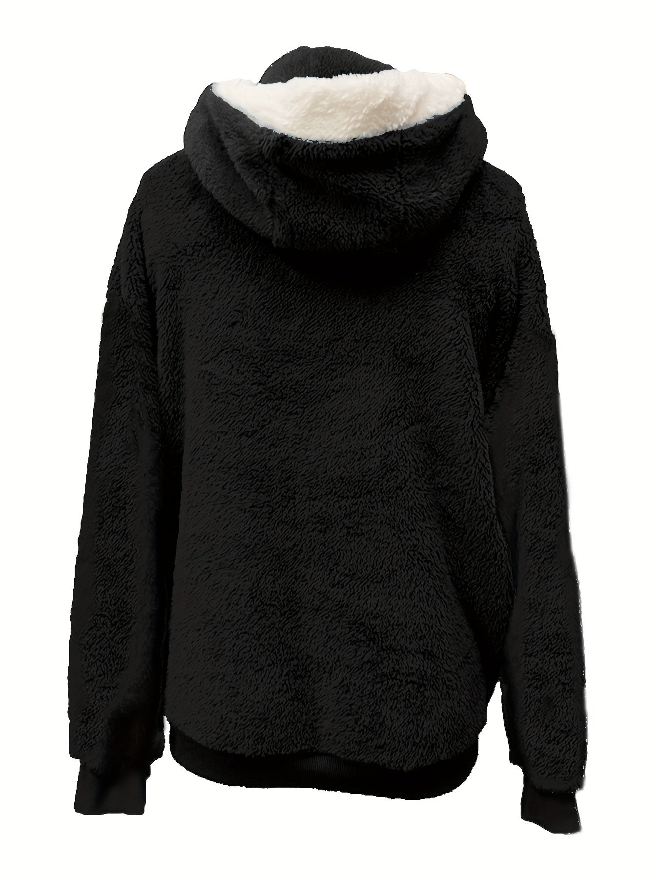Giacca Calda Sfocata Con Cerniera Taglie Forti, Capispalla Casual A Maniche Lunghe Con Cappuccio Per Autunno E Inverno, Abbigliamento Taglie Forti Da Donna
