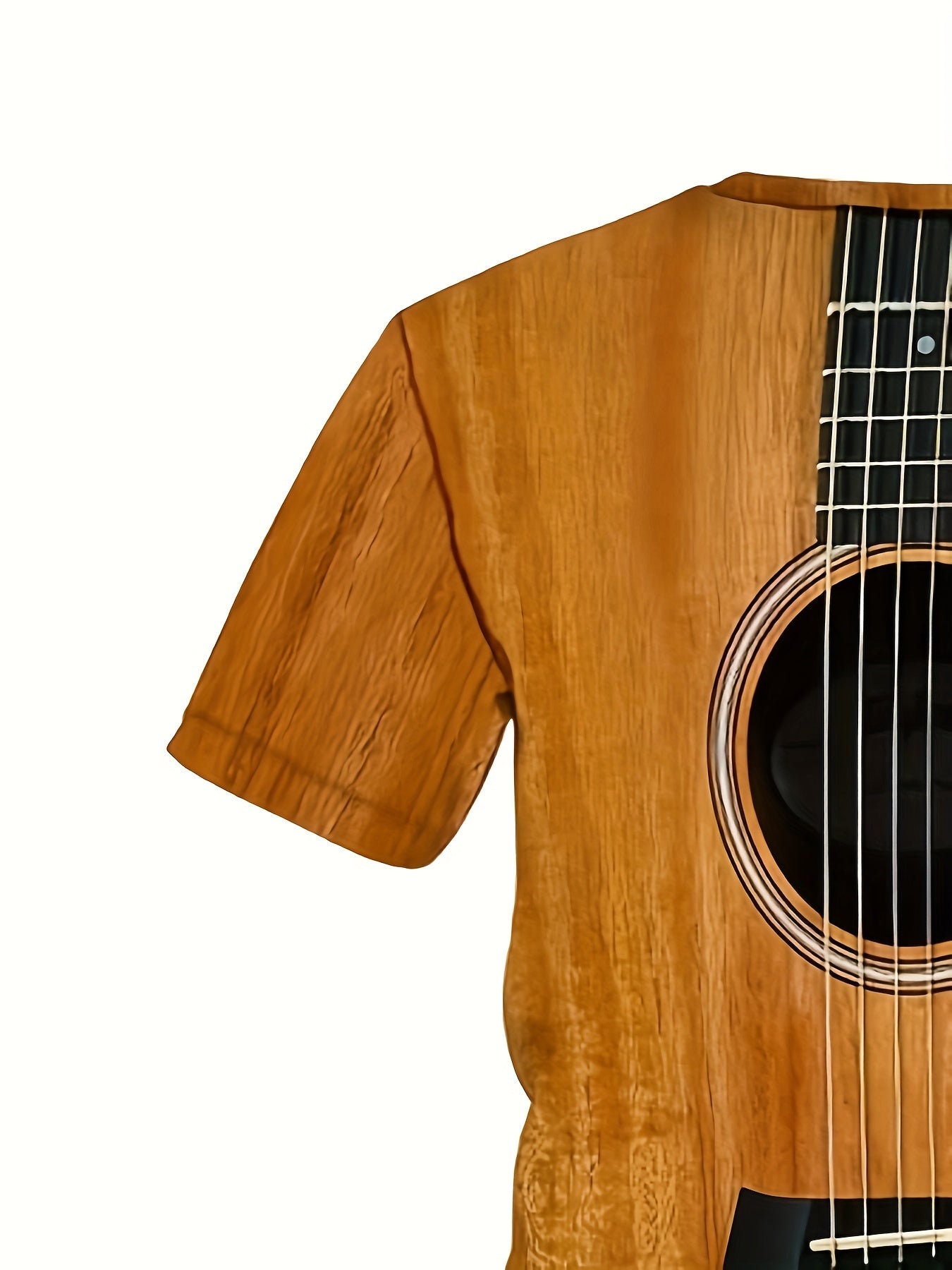 3D Guitar Print Men's T-shirt For Summer Outdoor, Men's Vintage Crew Neck Tops