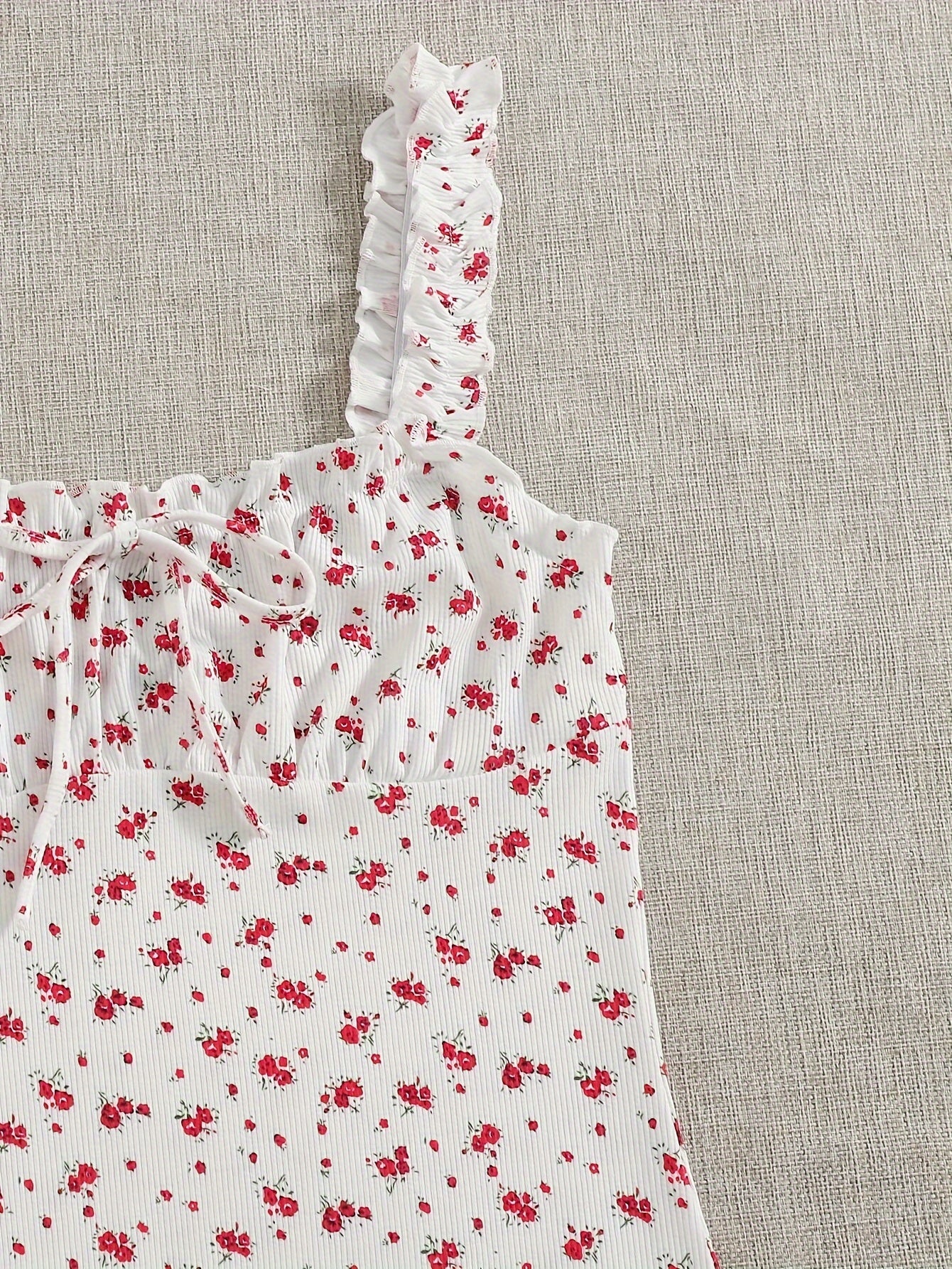 Floral Print Tie Front Dress, Casual Sleeveless Dress For Summer, Women's Clothing