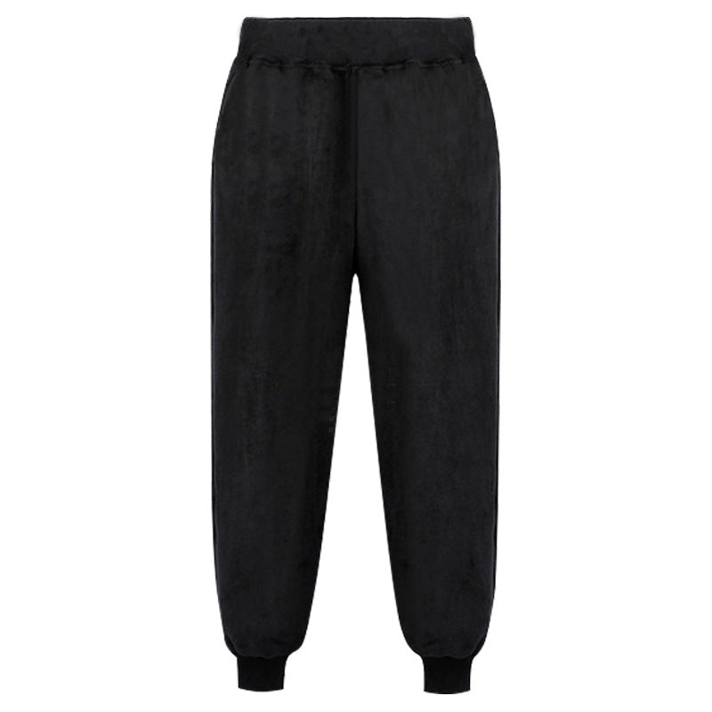 Gold velvet plus velvet foot sports pants women's winter high waist thick loose large size harem pants double-shante casual pants