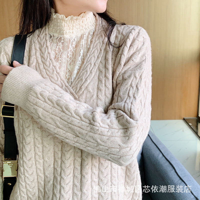2021 autumn and winter poppet women's set sweater tail goods inventory clearance women's thick weed sweater bottoming shirt