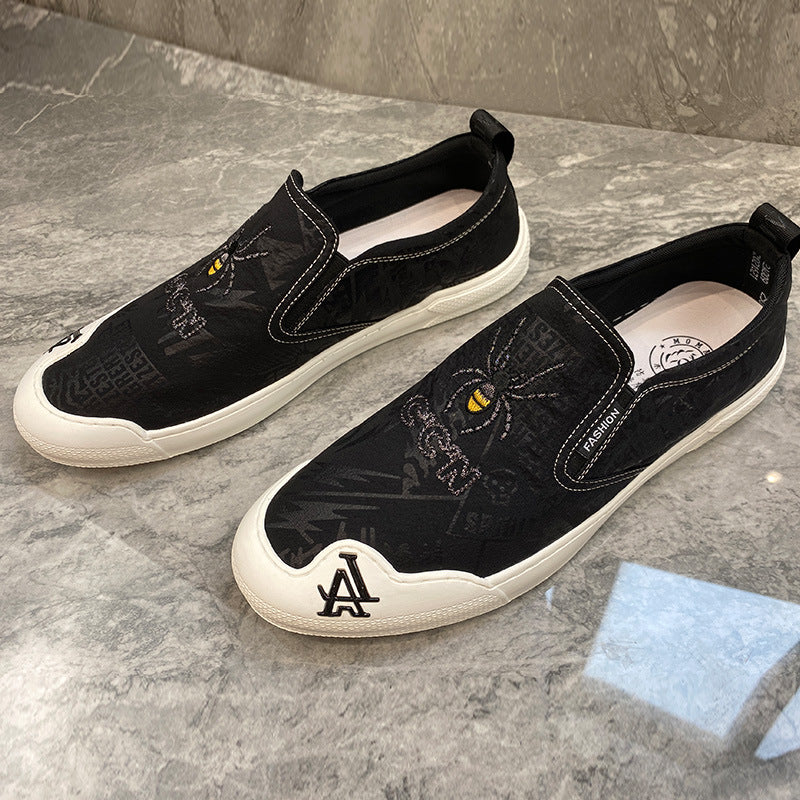 2021 new ice silk canvas shoes one foot lazy shoes breathable light sleeve foot shoes casual shoes men's shoes wild