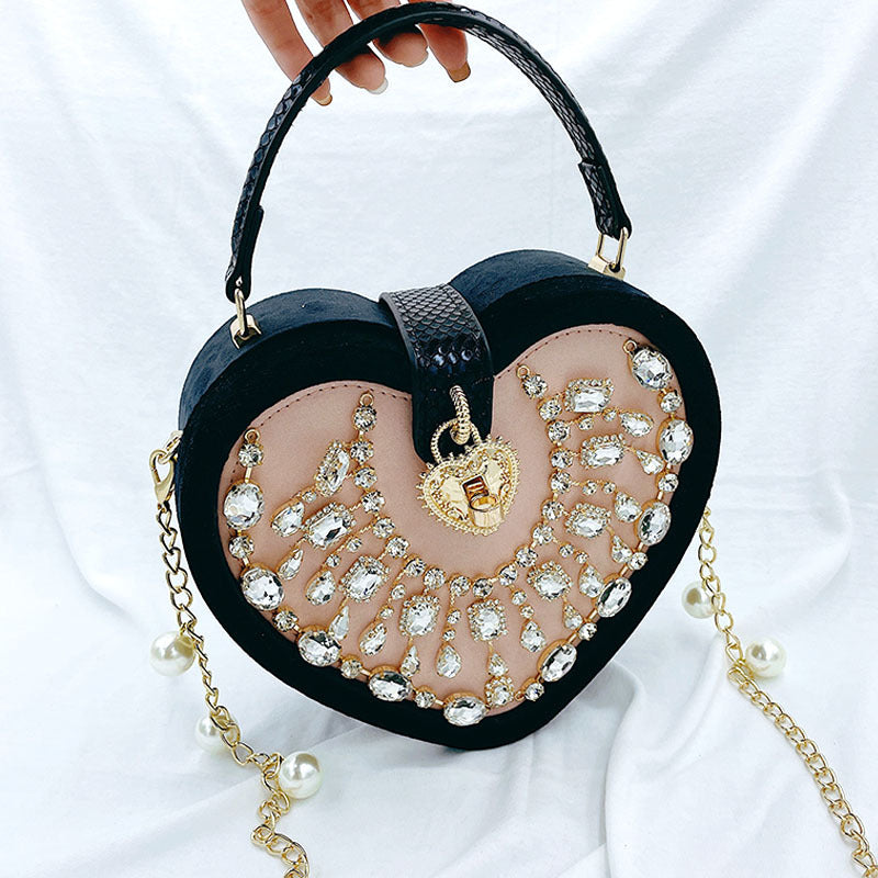 Quirky Bags 2021 Love Women's Bags Diamond Handbags Pearl Large-capacity Necklaces Love Shoulder Bags