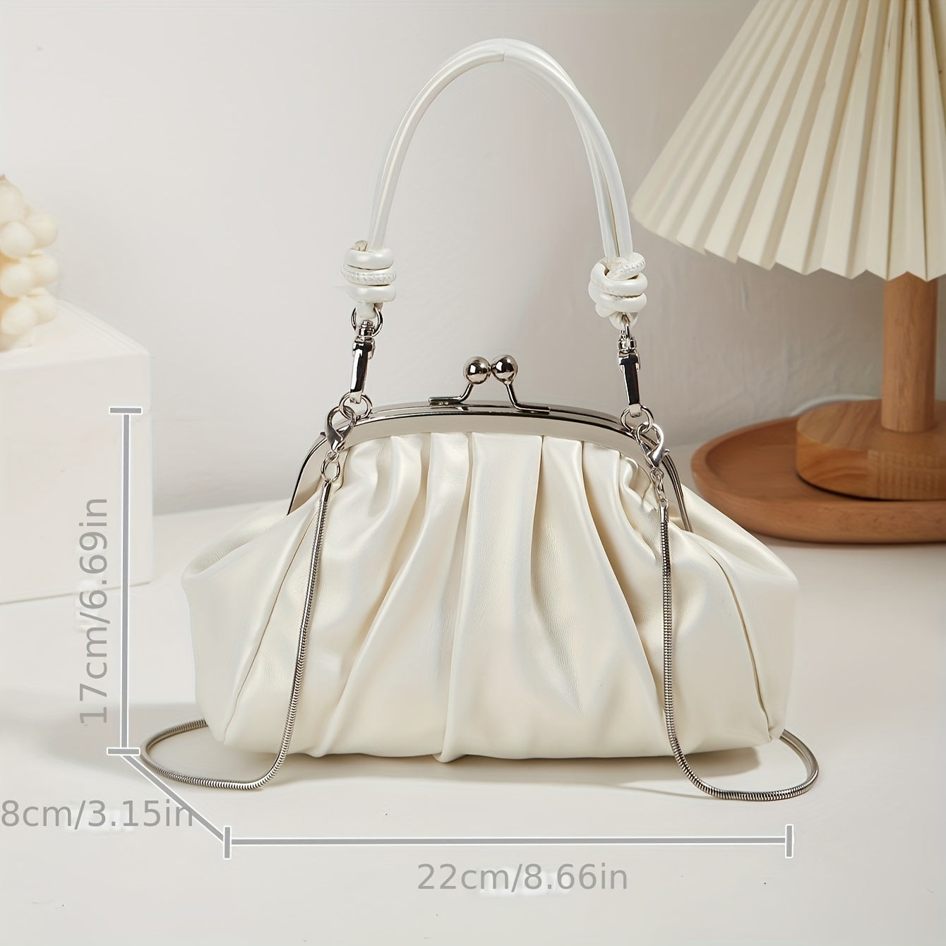 Mini Vintage Pleated Clutch, Retro Crossbody Frame Bag, Women's Elegant Handbag, Shoulder Bag & Purse
