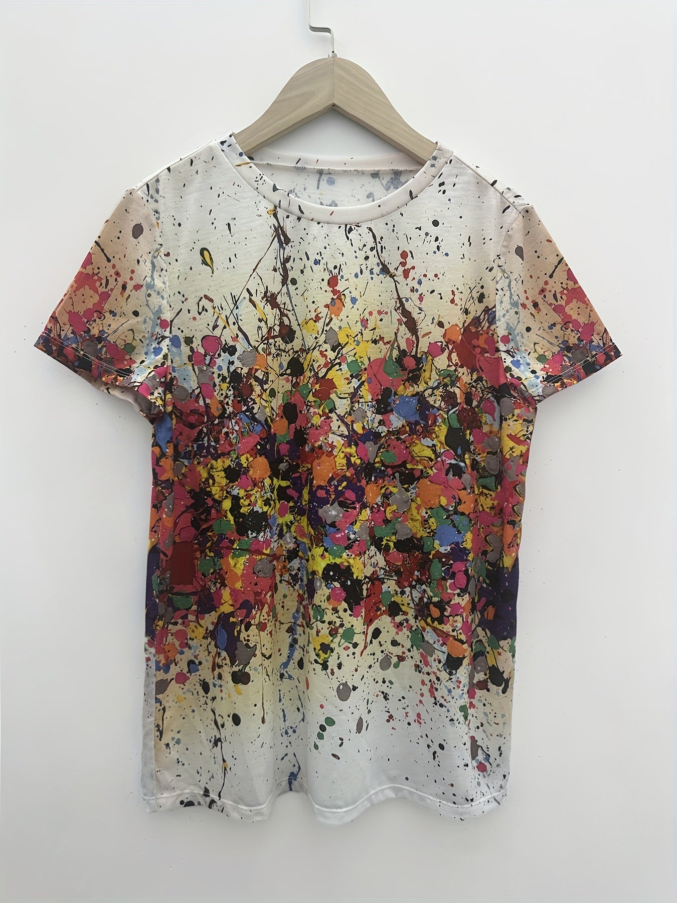 T-shirt Girocollo Con Stampa Lettere, Top Casual A Maniche Corte Per La Primavera E L'estate, Abbigliamento Femminile