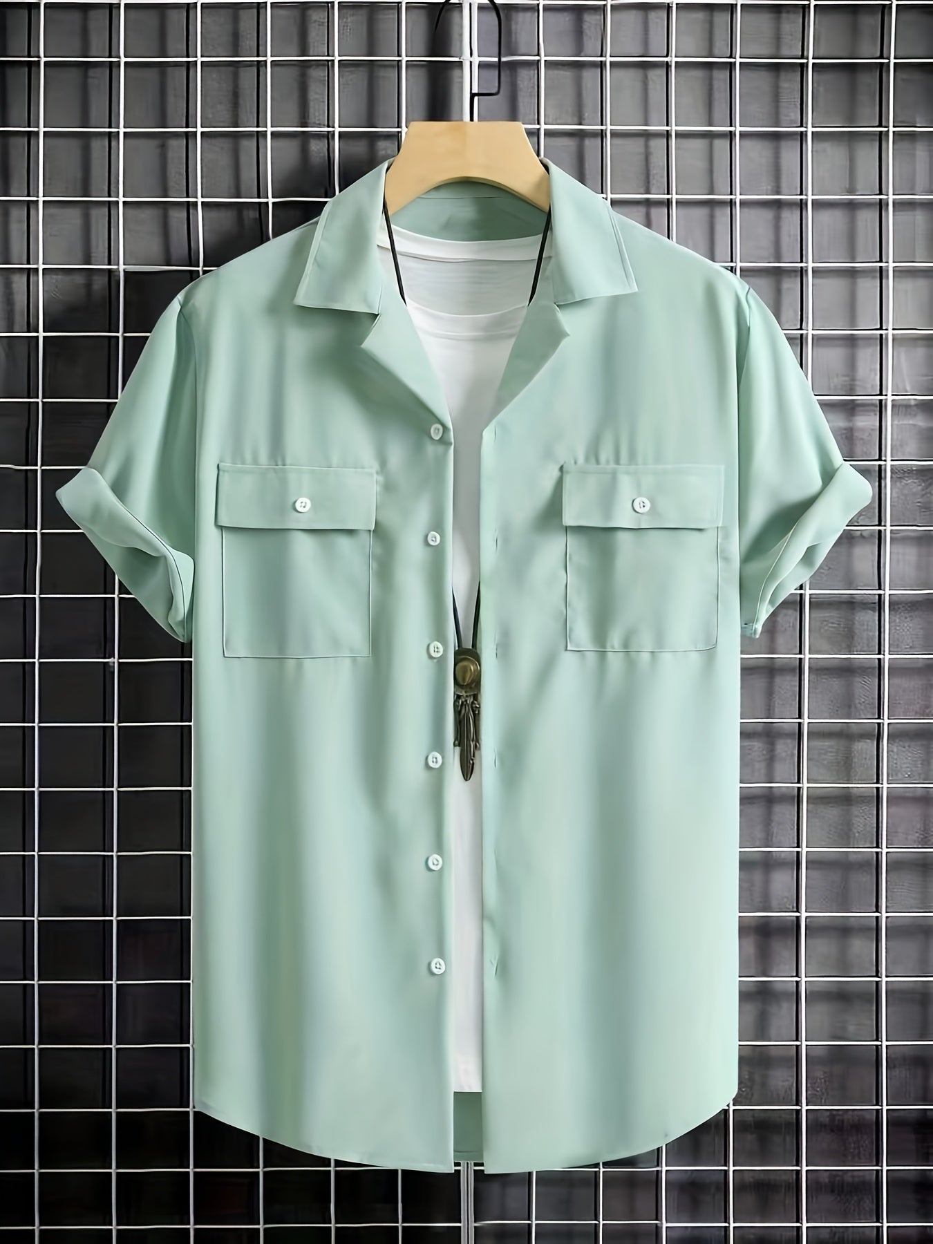 Men's Casual Chest Pocket Button Up Short Sleeve Shirt