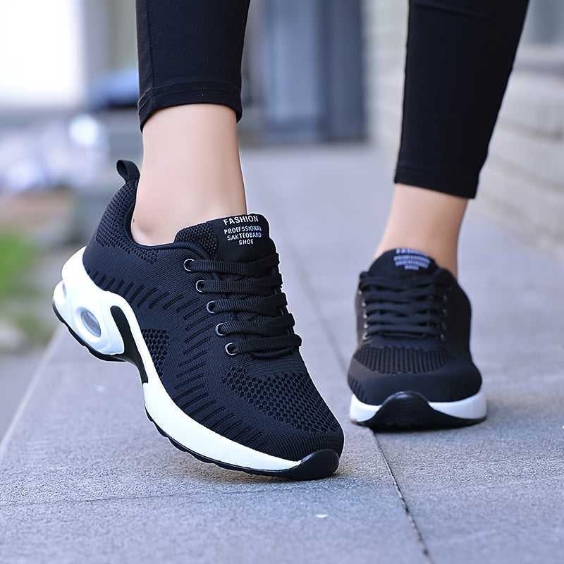 Women's Air Cushion Sports Shoes, Casual Low Top Running & Walking Trainers, Breathable Shock Absorbing Sneakers