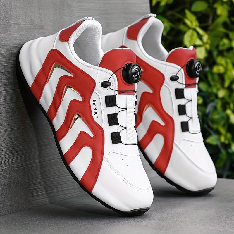 Men's Trendy Low Top Durable Shoes With Rotating Buckle, Comfy Non Slip Soft Sole Sneakers For Men's Outdoor Activities