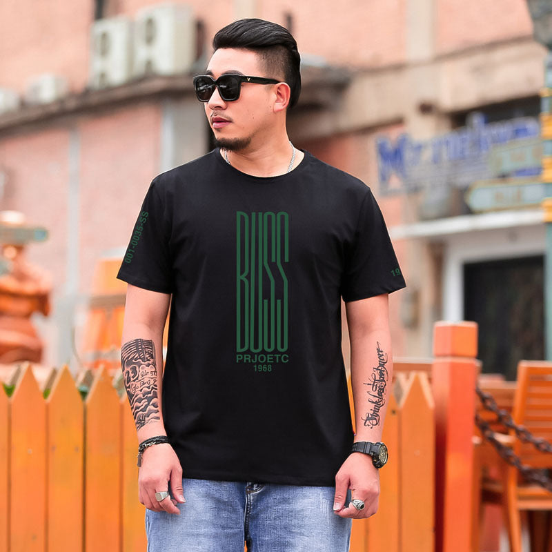 Summer new large size men's T-shirt plus fat plus tide fat loose large size print short-sleeved T-shirt male thin section