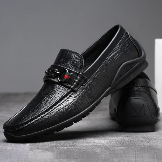 Casual shoes men's 2020 spring new peas shoes leather soft bottom breathable lazy shoes fashion trend