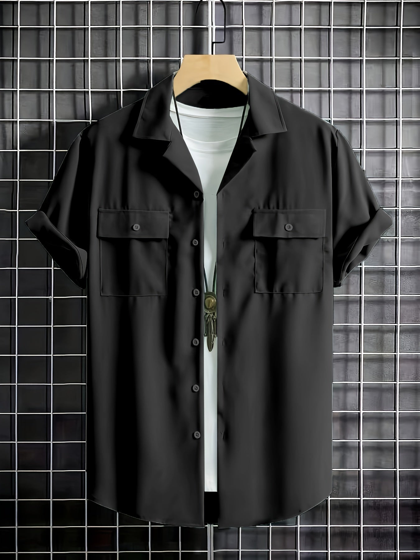 Men's Casual Chest Pocket Button Up Short Sleeve Shirt