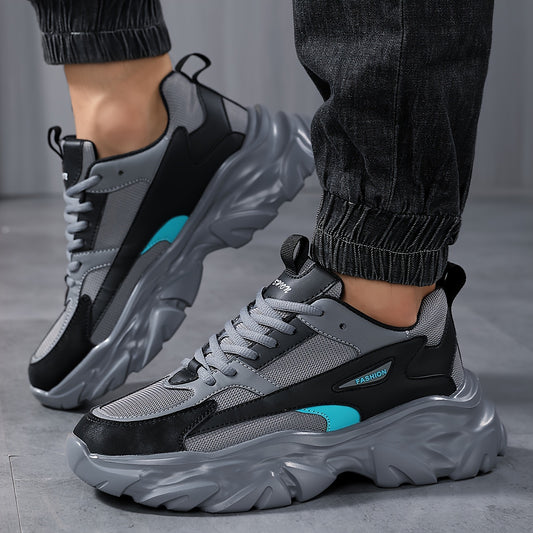 Men's Vintage Chunky Shoes, Comfy Non Slip Breathable Lace Up Sneakers For Men's Outdoor Activities