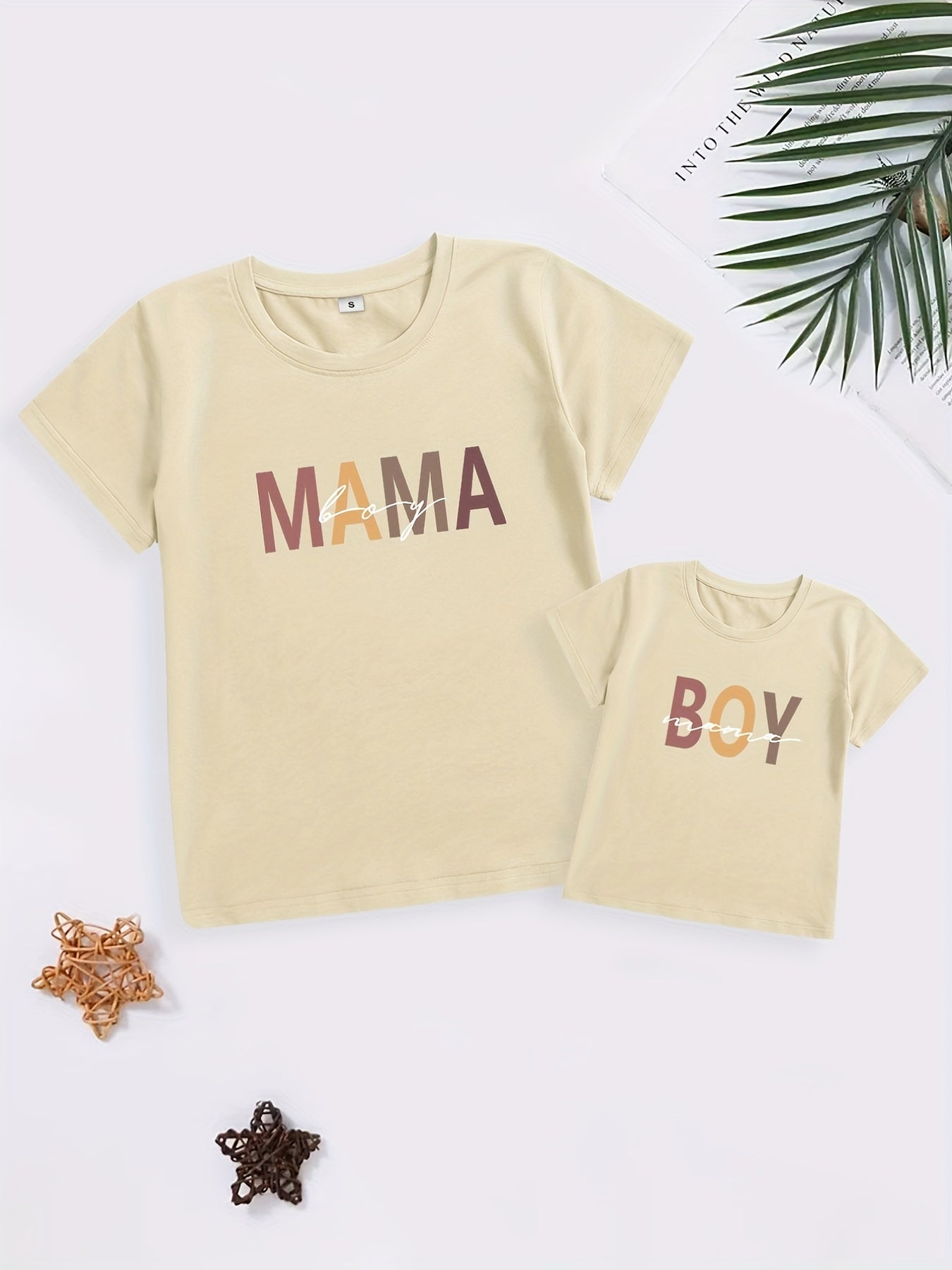 Stylish Matching Mom & Kids T-shirts - MAMA BOY Letter Print Short Sleeve Tops for Summer Fun