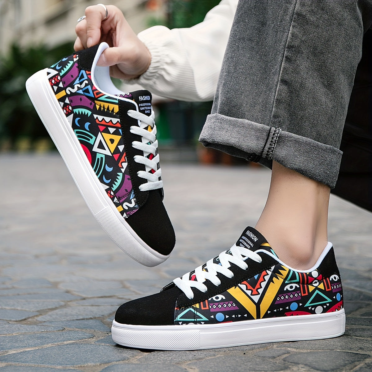 Scarpe Da Skate Da Uomo Alla Moda Stile Street, Comode Scarpe Da Ginnastica Casual Con Lacci Antiscivolo Per Attività All'aperto Da Uomo