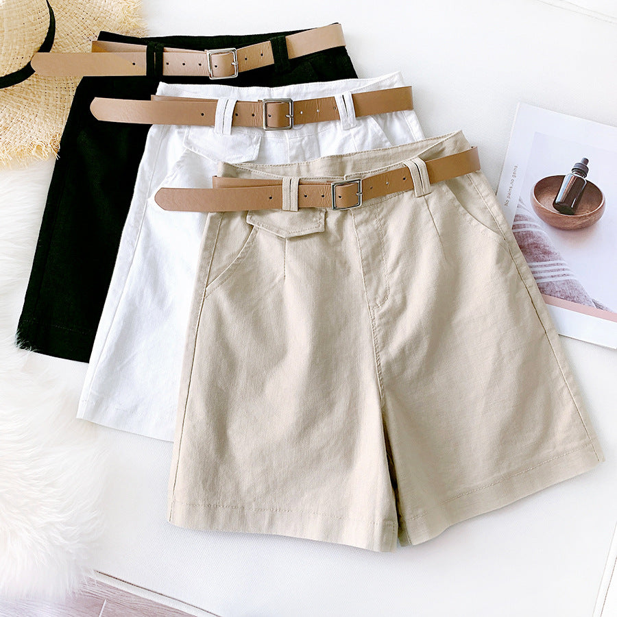 Pants shorts female British temperament knights straight pants 2021 summer elastic cotton five pants casual wide leg pants