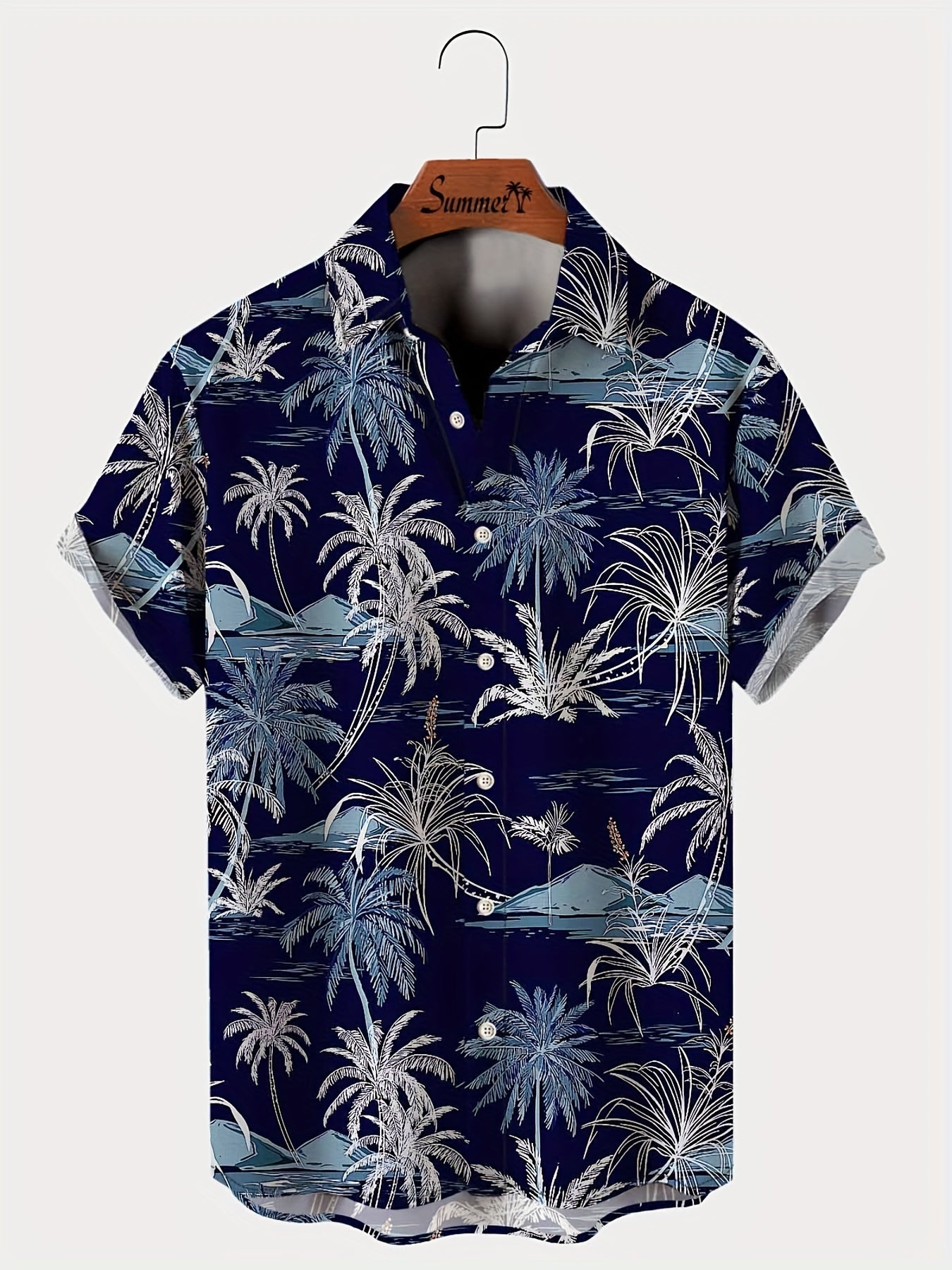 Men's Hawaiian Style Shirt, Tropical Vibes Graphic Print Short Sleeve Shirt For Males, Plus Size