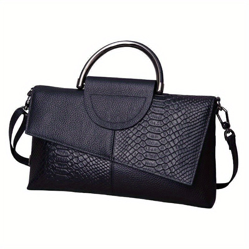 Black Crocodile Pattern Clutch Wallet, Classic Minimalist Coin Purse With Top Handle Handle For Women