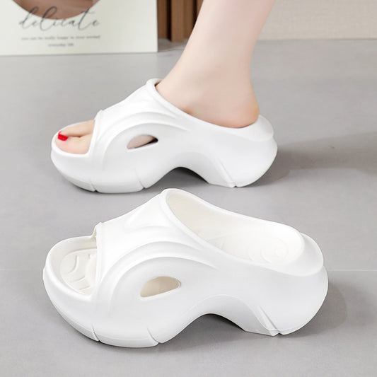 Women's Solid Color Sandals, Casual Open Toe Summer Shoes, Comfortable Side Hollow Out Beach Shoes