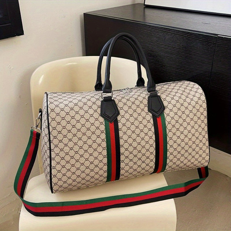 Borsa A Mano Classica A Quadri Per Uomo, Con Ampia Capacità Per Viaggiare, Può Essere Portata A Mano O A Spalla