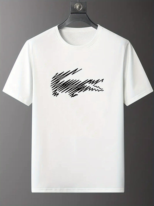 Crocodile Graphic Print, Men's Comfy T-shirt, Casual Fit Tee, Cool Clothing For Men For Summer For Daily Activities