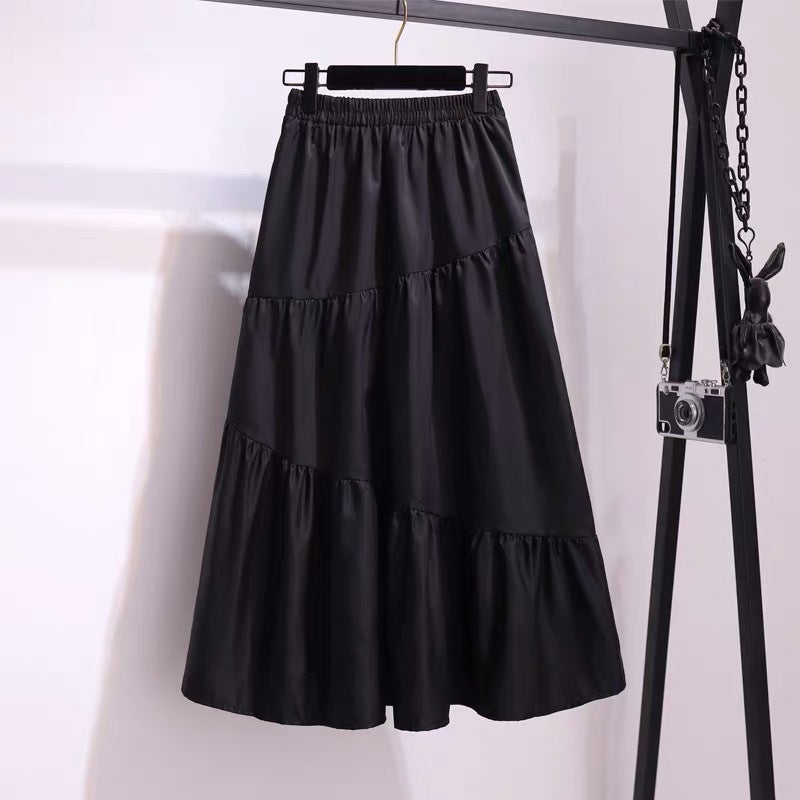 White skirt female summer 2021 new Korean version of the high waist long section A word skirt pine waist fairy long skirt