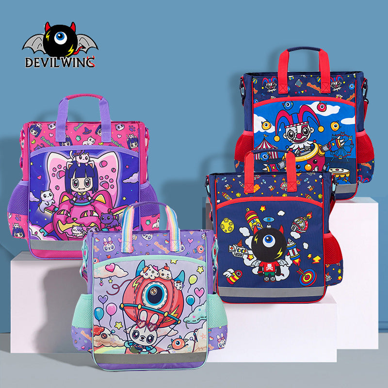 Korea devilwing primary school puzzle package children's supplement bag male Messenger art tool bag portable bag