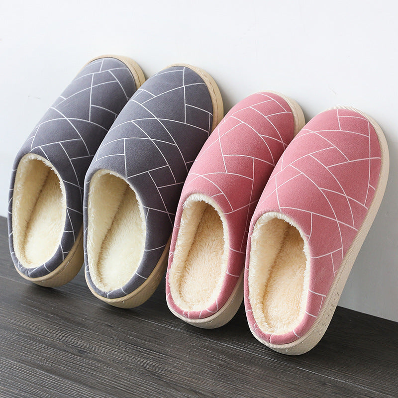 2020 Winter Korean Simple hotel female thick home interior couple grungstone shoes men's warm home cotton slippers