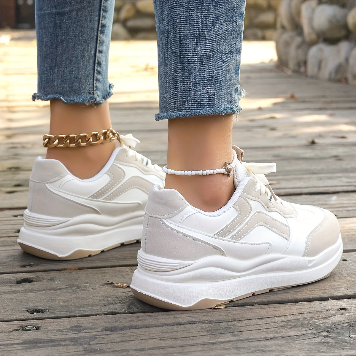 Women's Colorblock Casual Sneakers, Lace Up Soft Sole Platform Skate Shoes, Versatile Low-top Sporty Trainers