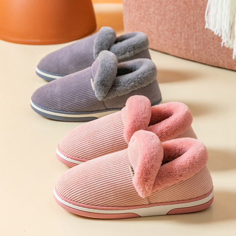 Cotton slippers female winter bag with plus velvet thick cotton shoes indoor home warm month shoes couple cotton slippers winter