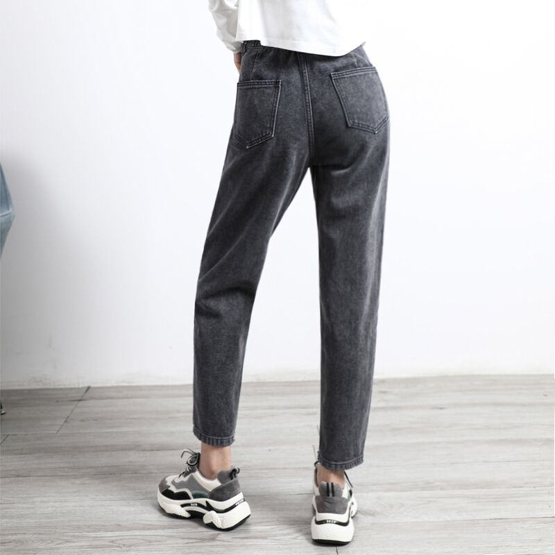 206 2020 autumn new old bull pants female loose harem pants back lumbar tight waist jeans female