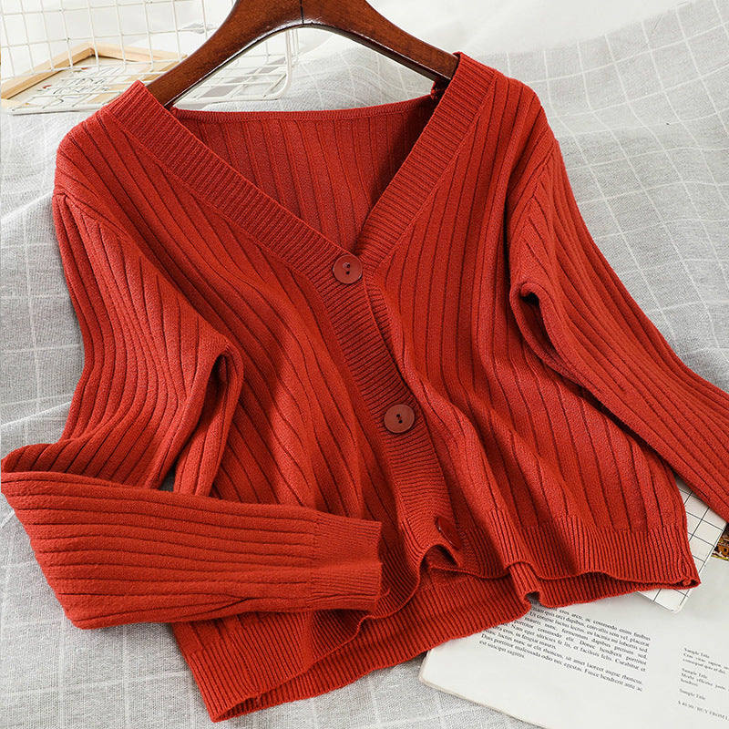 2020 autumn new jacket thin net red long-sleeved knit cardigan upper clothing female Korean version of the short slim sweater tide