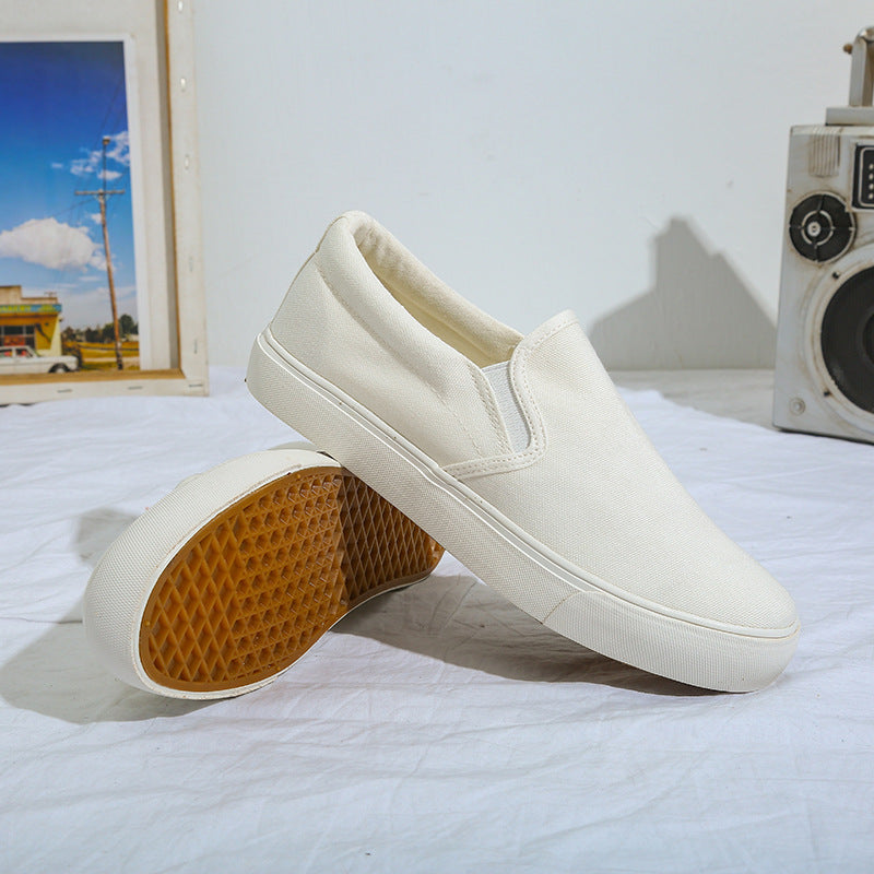 2021 spring, solid color canvas shoes, male hundred, loose, high men's casual shoes, one foot squat, bottom lazy shoes