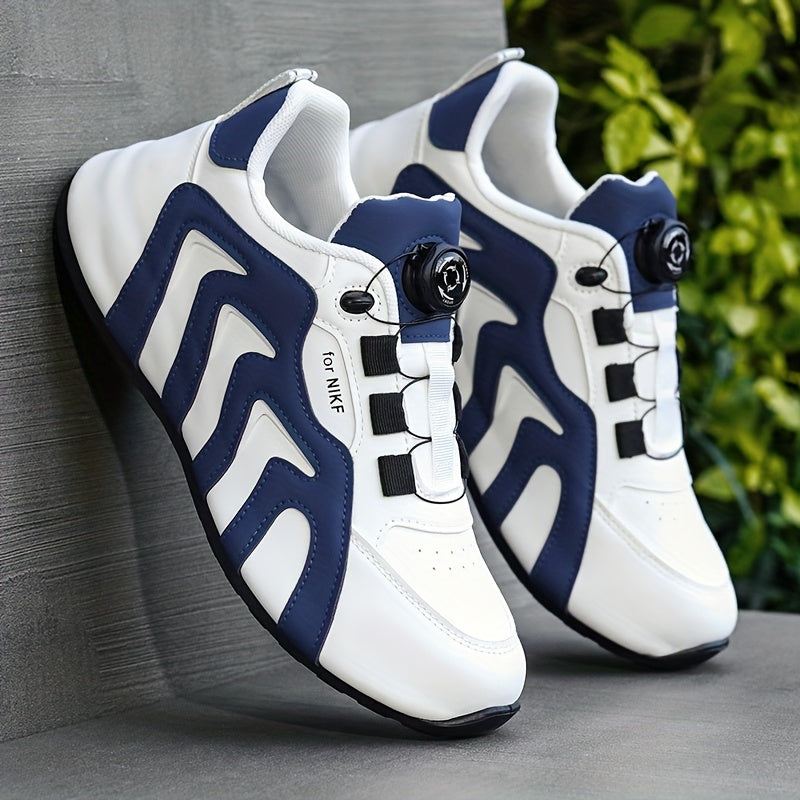 Men's Trendy Low Top Durable Shoes With Rotating Buckle, Comfy Non Slip Soft Sole Sneakers For Men's Outdoor Activities