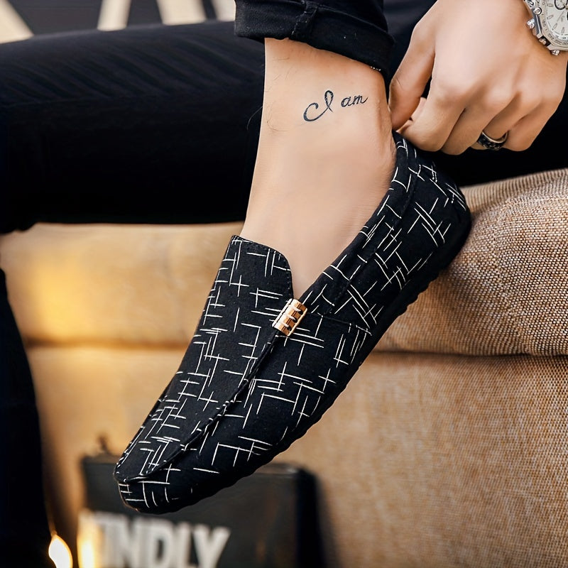 Men's Patterned Moc Toe Loafer Shoes, Comfy Non-slip Slip On Shoes, Men's Shoes, Spring And Summer