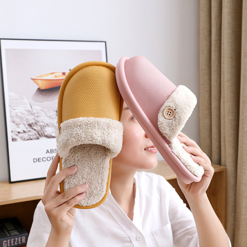 EVA cotton shoes female autumn and winter warm plush removable waterproof anti-skid student dormitory soft bottom mute slippers male