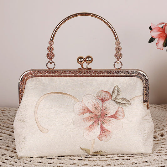 DIY material bag hand-embroidered embroidery cheongsam harmonic mouth gold bag small fresh Chinese style evening bag D voice with paragraph