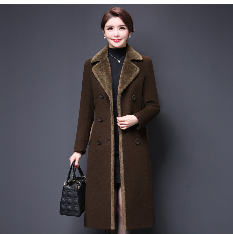 Factory direct middle-aged women's wool coat 2021 autumn and winter Korean version of the mother hair woolen coat quality guarantee