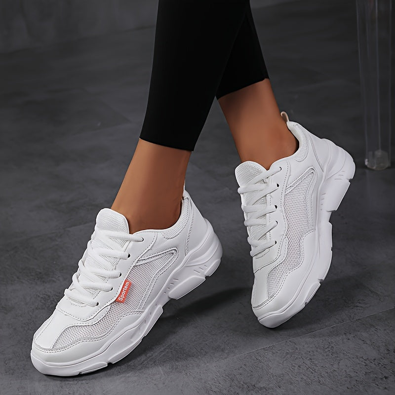 Women's Breathable Mesh Sneakers, Casual Lace Up Outdoor Shoes, Comfortable Low Top Shoes