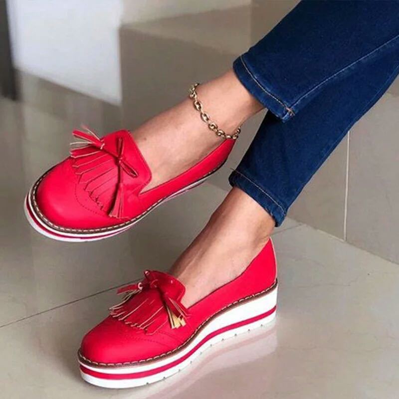 summer cross-border foreign trade new round head Japanese tassel women's casual lace platform lazy shoes flat shoes