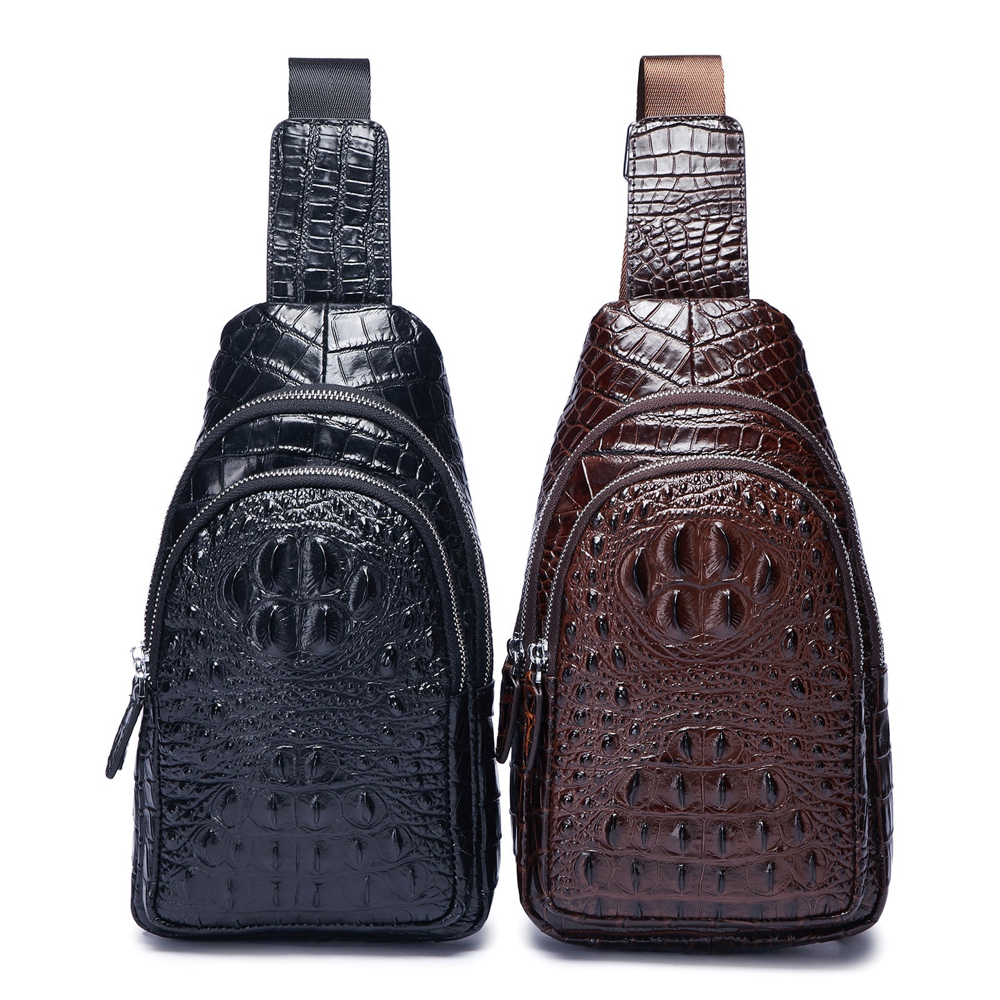 MVA crocodile men's leather chest bag retro leather shoulder diagonal backpack business leisure chest bag male wholesale