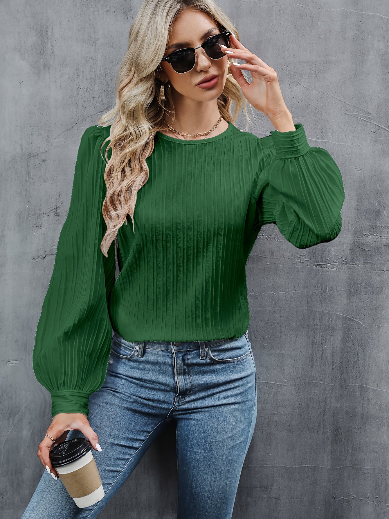 Camicetta Elegante da Donna a Maniche Lunghe - Morbida Camicia Abbottonata con Colletto Classico, Tunica Ampia per Autunno/Inverno, Ufficio, Festa, Outfit Quotidiani - Blusa Professionale & Casual da Donna, Abbigliamento da Festa, Abbigliamento da Uffici