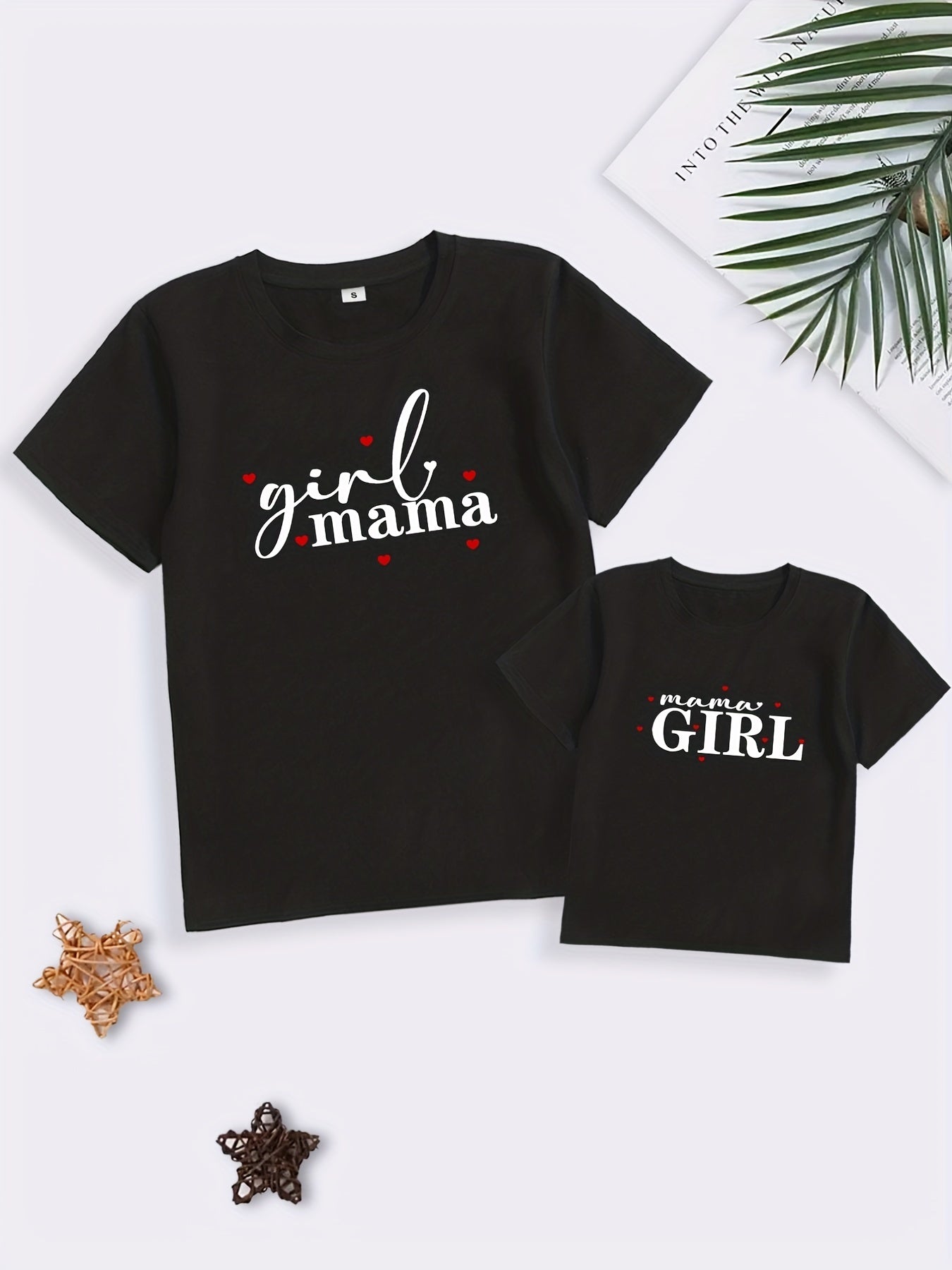 Adorable Matching Mom and Kids T-Shirts with Heart and Letter Print for Summer Fun