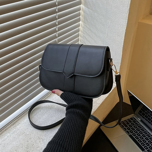 Minimalist Crossbody Bag, Fashion Mini Shoulder Bag, Simple Flap Handbag & Square Purse For Women
