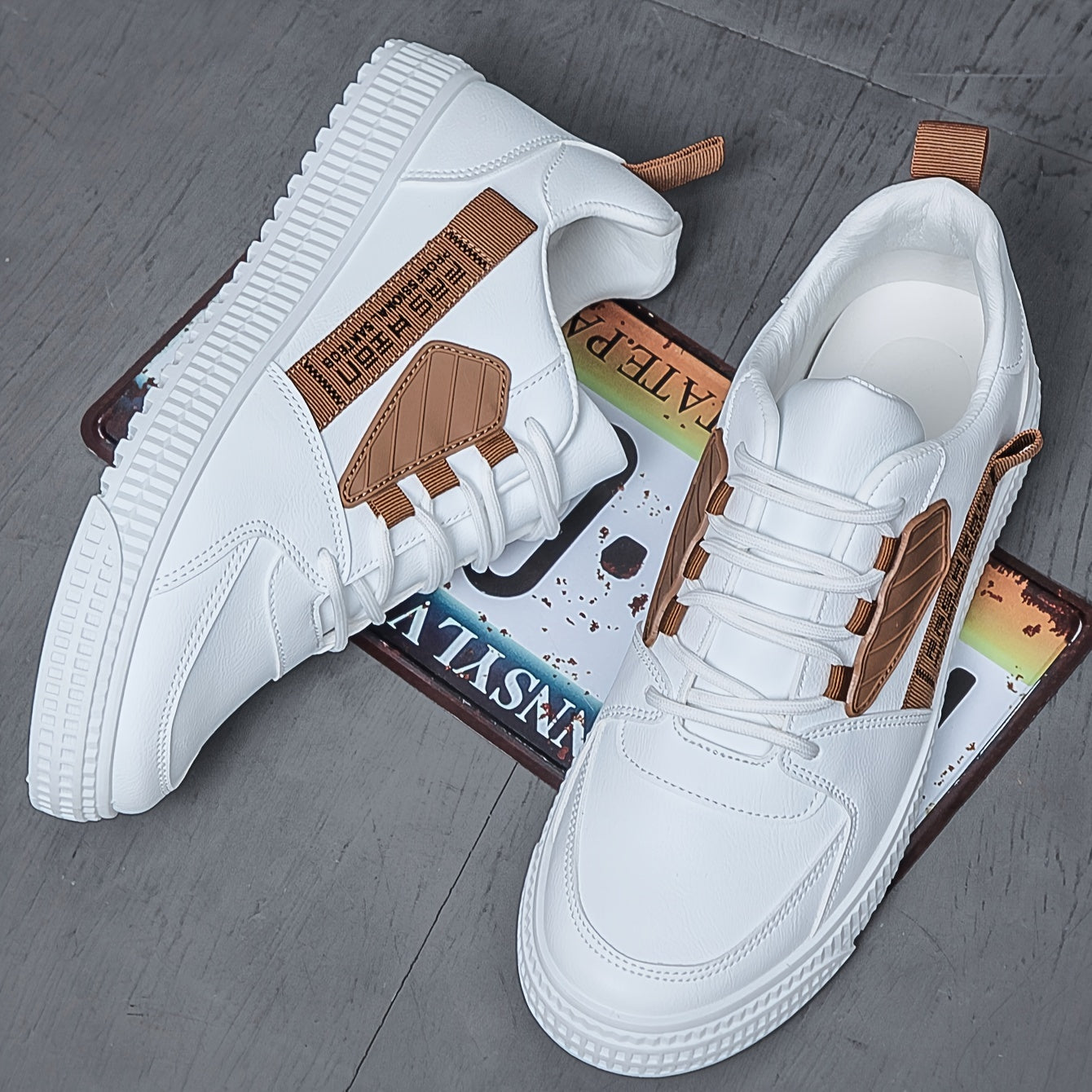 Men's Trendy Solid Colour Street Style Low Top Skateboard Shoes, Comfy Non Slip Lace Up Durable Sneakers For Men's Outdoor Activities