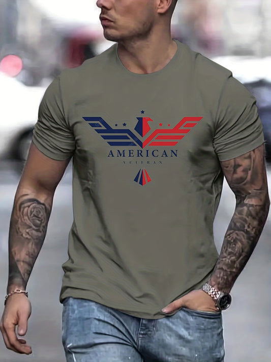 T-shirt con stampa Bald Eagle USA, t-shirt da uomo, t-shirt casual a maniche corte per estate/primavera/autunno, idea regalo maglietta